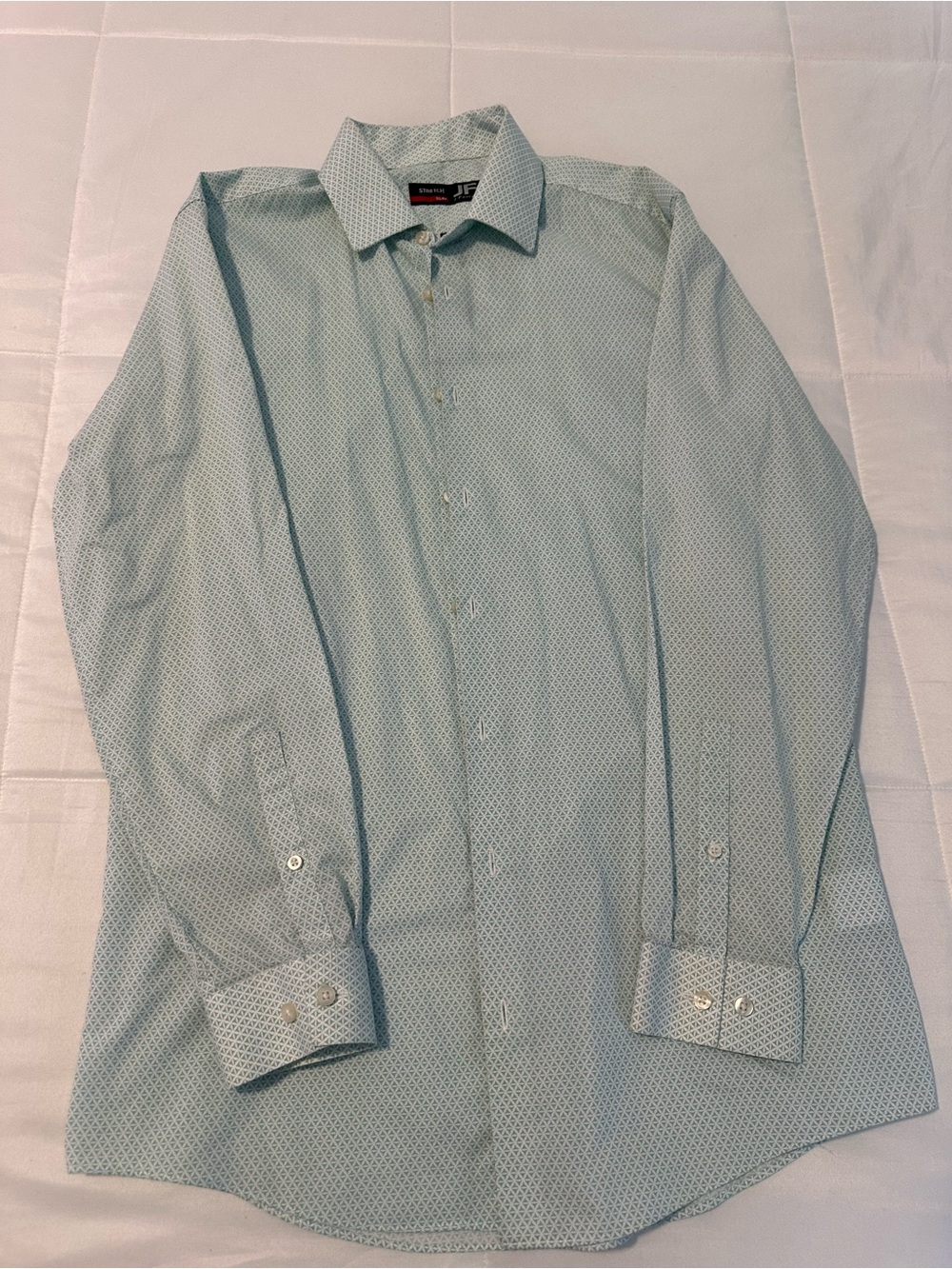 jf j.ferrar Mint Blue Micro-Pattern Men's Dress Shirt
